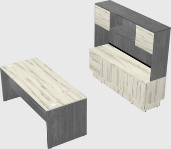 Parallel desk with low credenza