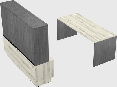 Parallel desk with low credenza