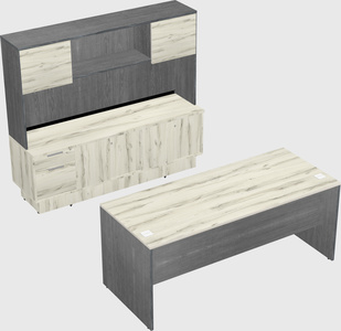 Parallel desk with low credenza