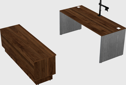 Parallel desk with low credenza