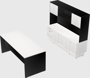 Parallel desk with low credenza