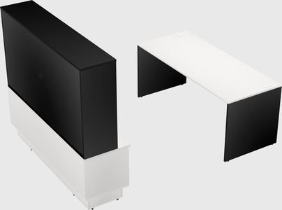 Parallel desk with low credenza