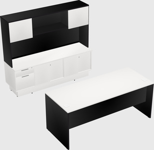 Parallel desk with low credenza