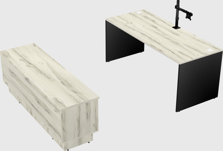 Parallel desk with low credenza