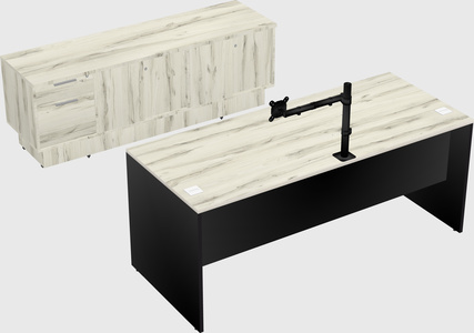 Parallel desk with low credenza