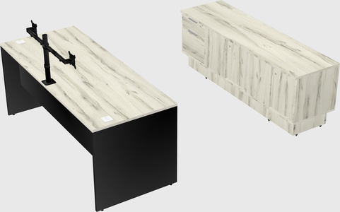 Parallel desk with low credenza