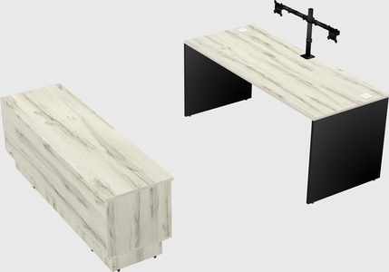 Parallel desk with low credenza
