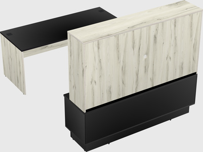 Parallel desk with low credenza