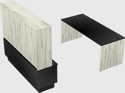 Parallel desk with low credenza