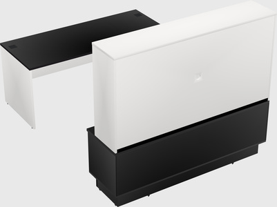 Parallel desk with low credenza