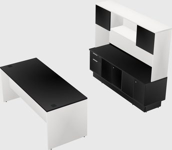 Parallel desk with low credenza