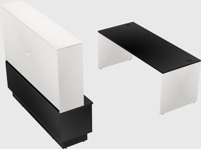 Parallel desk with low credenza