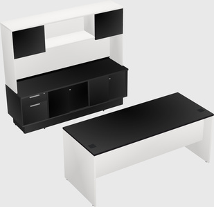 Parallel desk with low credenza