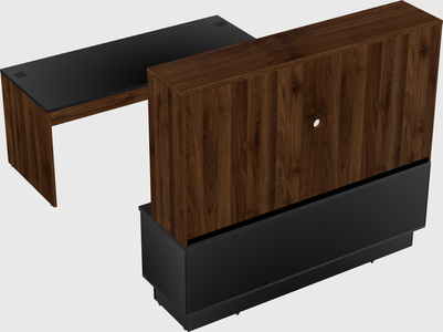 Parallel desk with low credenza