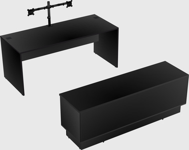 Parallel desk with low credenza