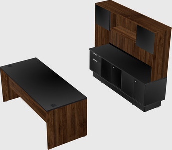 Parallel desk with low credenza