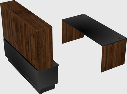 Parallel desk with low credenza