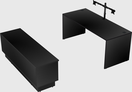 Parallel desk with low credenza