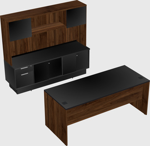 Parallel desk with low credenza