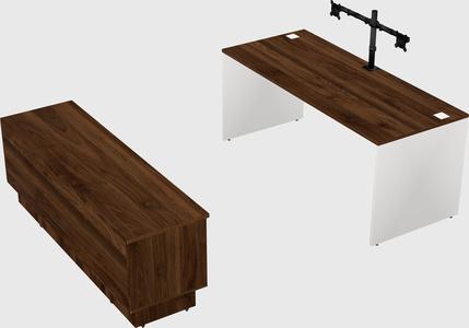 Parallel desk with low credenza