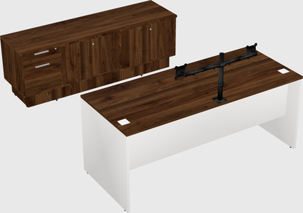 Parallel desk with low credenza