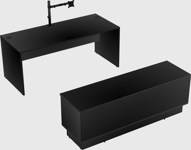 Parallel desk with low credenza