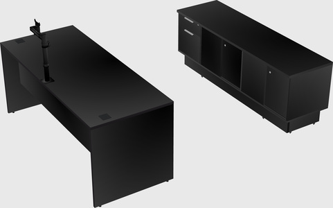 Parallel desk with low credenza
