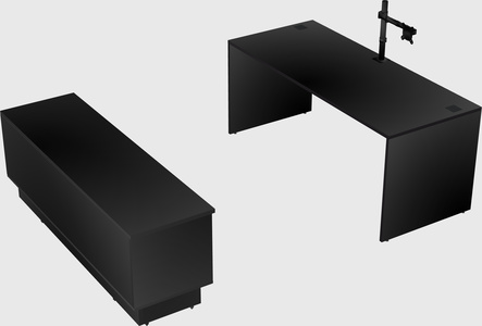 Parallel desk with low credenza