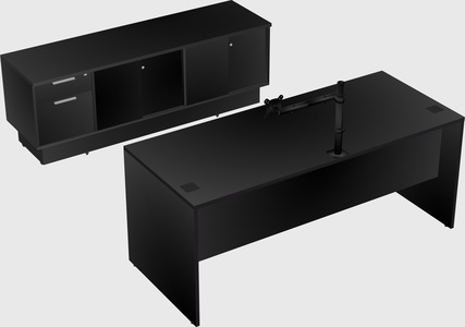 Parallel desk with low credenza
