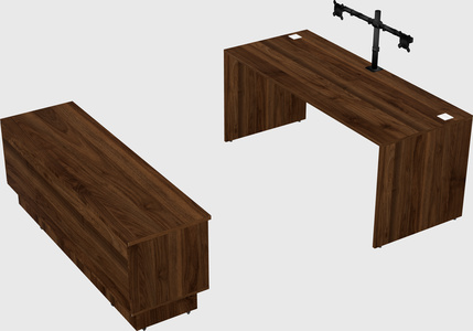Parallel desk with low credenza