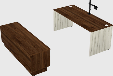 Parallel desk with low credenza