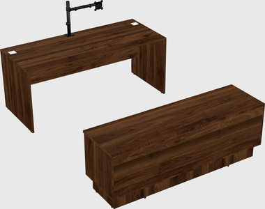 Parallel desk with low credenza