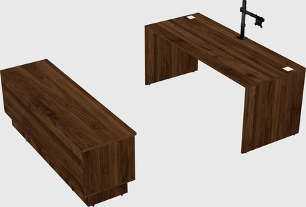 Parallel desk with low credenza