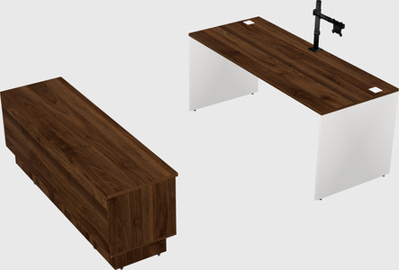 Parallel desk with low credenza