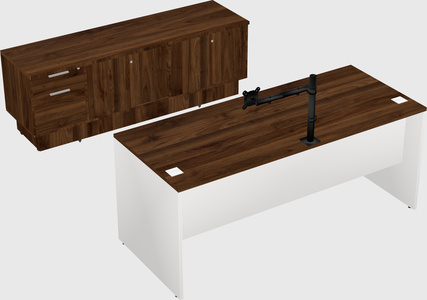 Parallel desk with low credenza
