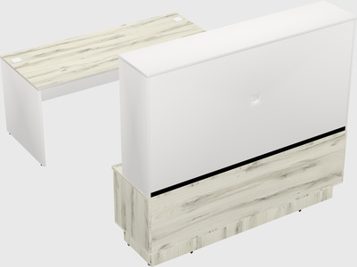 Parallel desk with low credenza