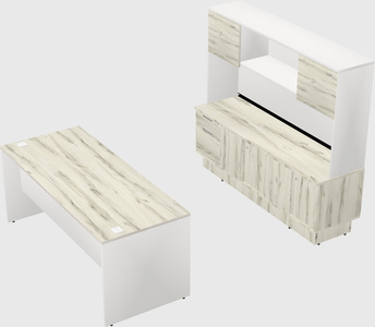 Parallel desk with low credenza
