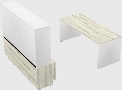 Parallel desk with low credenza