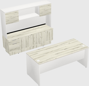 Parallel desk with low credenza