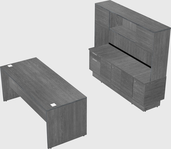Parallel desk with low credenza