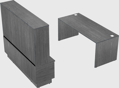 Parallel desk with low credenza