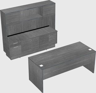 Parallel desk with low credenza