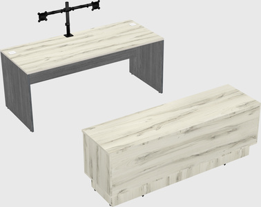 Parallel desk with low credenza