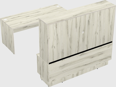 Parallel desk with low credenza