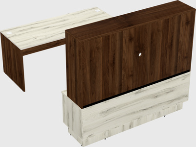 Parallel desk with low credenza