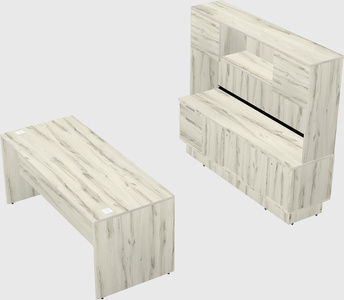 Parallel desk with low credenza