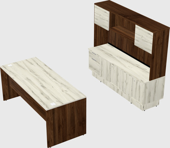 Parallel desk with low credenza