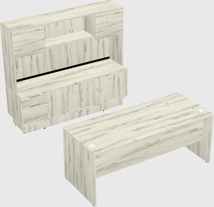 Parallel desk with low credenza