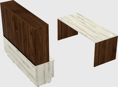 Parallel desk with low credenza