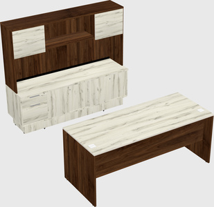 Parallel desk with low credenza